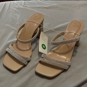 Women's Cream and Silver Heeled Sandals